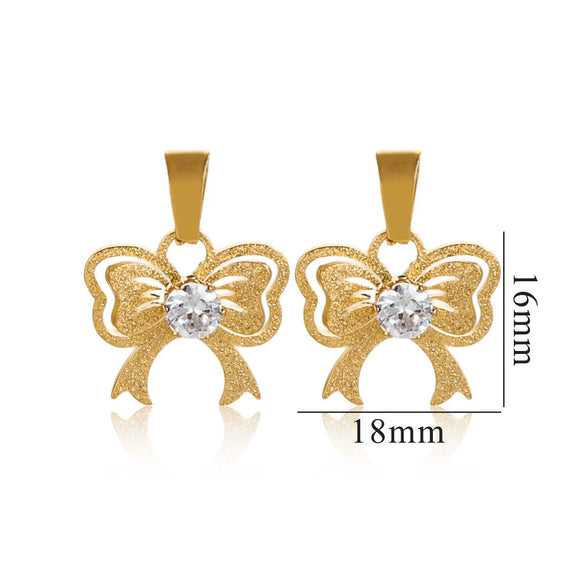 Wholesale Stainless Steel Bow And Butterfly Pendant Necklace For Ladies With 18K Gold Plated Electroplating