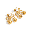 Wholesale Stainless Steel Bow Cherry Pendant Earrings Vintage Fruit Style Jewelry For Women