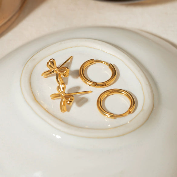 Wholesale Stainless Steel Bow Coil Earrings Jewelry With Electroplating