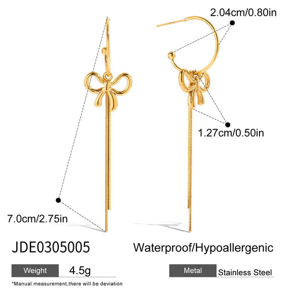 Wholesale Stainless Steel Bow Cshaped Electroplated Earrings For Women