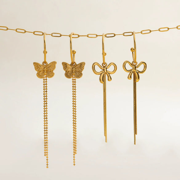 Wholesale Stainless Steel Bow Cshaped Electroplated Earrings For Women