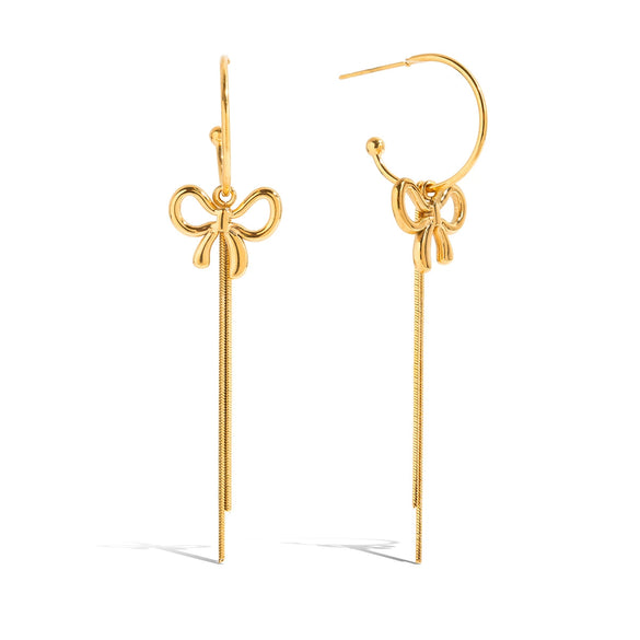 Wholesale Stainless Steel Bow Cshaped Electroplated Earrings For Women