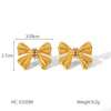 Wholesale Stainless Steel Bow Drop Geometric Women's Earrings With Electroplating Treatment