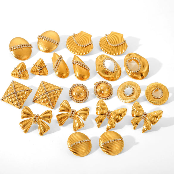 Wholesale Stainless Steel Bow Drop Geometric Women's Earrings With Electroplating Treatment
