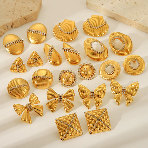 Wholesale Stainless Steel Bow Drop Geometric Women's Earrings With Electroplating Treatment