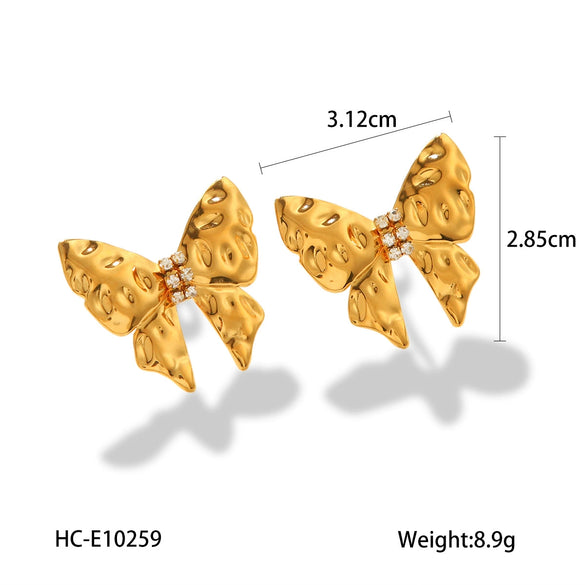 Wholesale Stainless Steel Bow Drop Geometric Women's Earrings With Electroplating Treatment