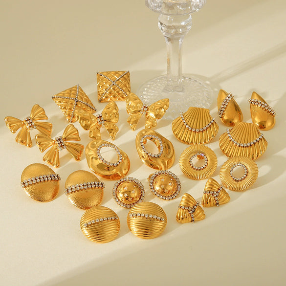 Wholesale Stainless Steel Bow Drop Geometric Women's Earrings With Electroplating Treatment