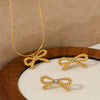 Wholesale Stainless Steel Bow Earrings And Butterfly Necklace For Women With Electroplating Featuring Butterfly Dragonfly And Insect Patterns