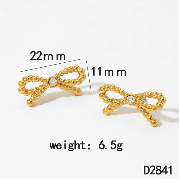 Wholesale Stainless Steel Bow Earrings And Butterfly Necklace For Women With Electroplating Featuring Butterfly Dragonfly And Insect Patterns