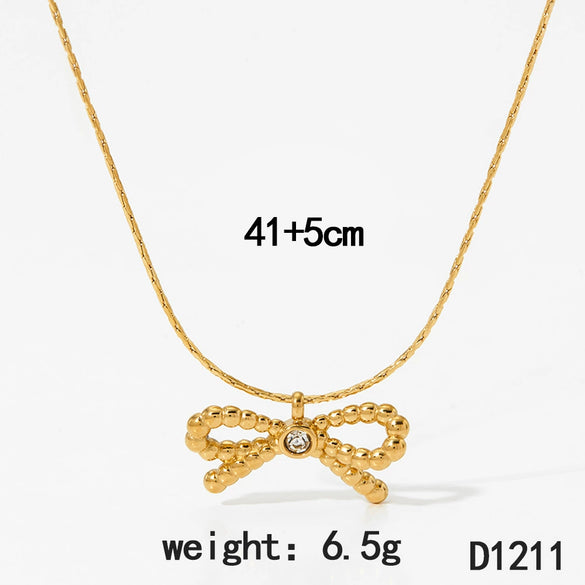 Wholesale Stainless Steel Bow Earrings And Butterfly Necklace For Women With Electroplating Featuring Butterfly Dragonfly And Insect Patterns