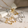 Wholesale Stainless Steel Bow Earrings And Butterfly Necklace With Electroplating And Unique Design