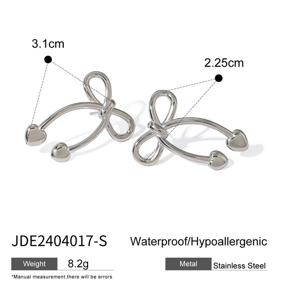 Wholesale Stainless Steel Bow Earrings And Butterfly Necklace With Electroplating And Unique Design