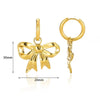 Wholesale Stainless Steel Bow Earrings And Clavicle Chain Set With 18K Gold Electroplating For Women