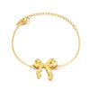 Wholesale Stainless Steel Bow Earrings And Clavicle Chain Set With 18K Gold Electroplating For Women
