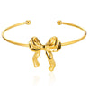 Wholesale Stainless Steel Bow Earrings And Clavicle Chain Set With 18K Gold Electroplating For Women