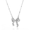 Wholesale Stainless Steel Bow Earrings And Clavicle Chain Set With 18K Gold Electroplating For Women