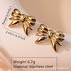 Wholesale Stainless Steel Bow Earrings Electroplated Trendy Style For Women