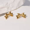 Wholesale Stainless Steel Bow Earrings Goldplated Minimalist Style
