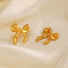 Wholesale Stainless Steel Bow Earrings 18K Gold Plated Hip Hop Style For Women