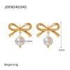 Wholesale Stainless Steel Bow Earrings With Geometric Design And Electroplating For Women