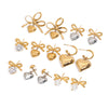 Wholesale Stainless Steel Bow Earrings With Geometric Design And Electroplating For Women
