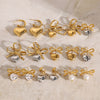 Wholesale Stainless Steel Bow Earrings With Geometric Design And Electroplating For Women