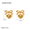 Wholesale Stainless Steel Bow Earrings With Geometric Design And Electroplating For Women