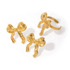 Wholesale Stainless Steel Bow Earrings With 18K Gold Electroplating Fashionable And Stylish For Women