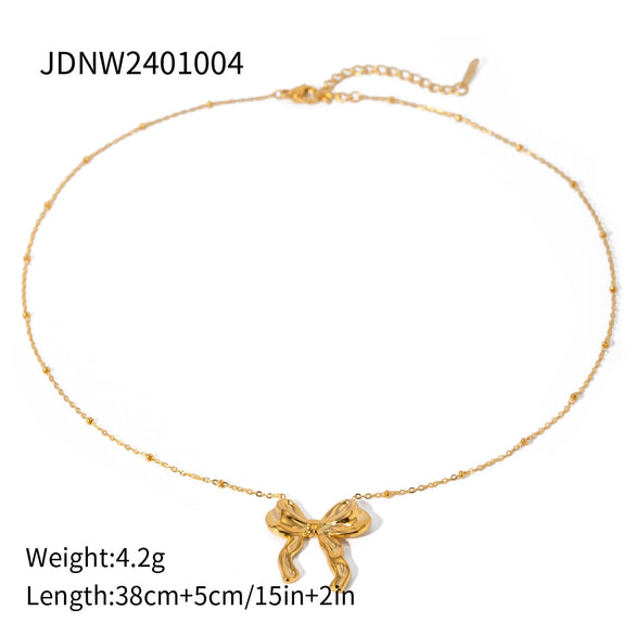 Wholesale Stainless Steel Bow Earrings With 18K Gold Electroplating Fashionable And Stylish For Women