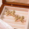 Wholesale Stainless Steel Bow Earrings With Simple Design And Polish Finish For Women