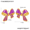 Wholesale Stainless Steel Bow Geometric Earrings With Oil Painting Texture And Electroplating For Women