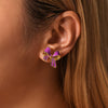 Wholesale Stainless Steel Bow Geometric Earrings With Oil Painting Texture And Electroplating For Women