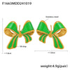 Wholesale Stainless Steel Bow Geometric Earrings With Oil Painting Texture And Electroplating For Women