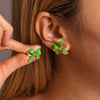 Wholesale Stainless Steel Bow Geometric Earrings With Oil Painting Texture And Electroplating For Women