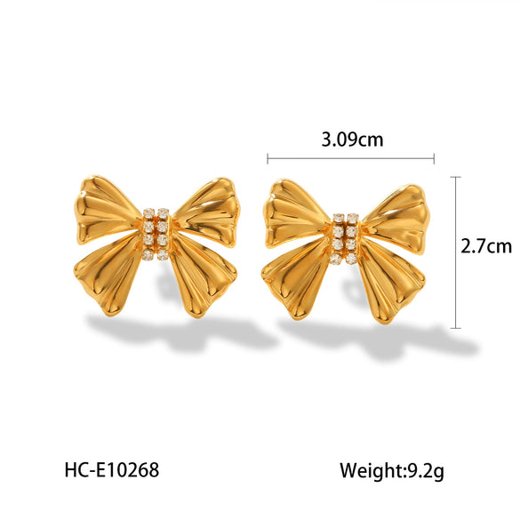 Wholesale Stainless Steel Bow Geometric Electroplated Women's Earrings