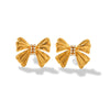 Wholesale Stainless Steel Bow Geometric Electroplated Women's Earrings