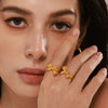 Wholesale Stainless Steel Bow Geometric Open Ring Pvd Electroplated 18K Gold For Women Light Luxury Style