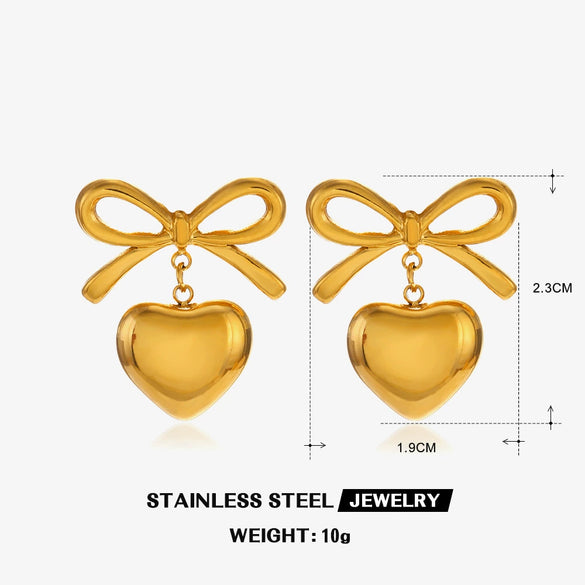 Wholesale Stainless Steel Bow Handmade 18K Goldplated Women's Earrings