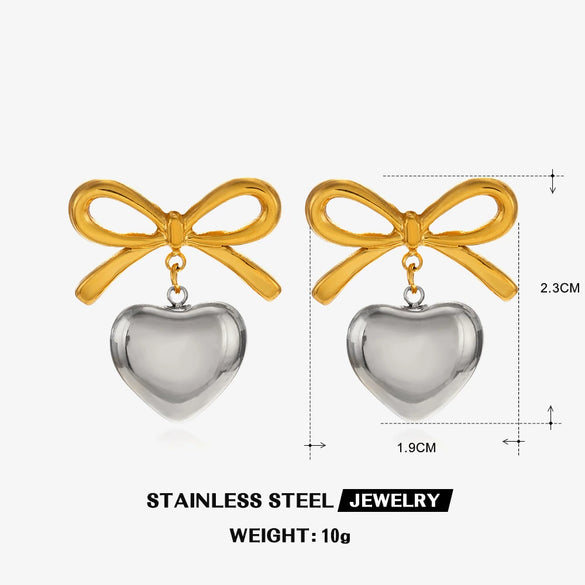 Wholesale Stainless Steel Bow Handmade 18K Goldplated Women's Earrings