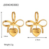 Wholesale Stainless Steel Bow Heart Shape Earrings For Women With Electroplating Design And Zircon