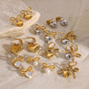 Wholesale Stainless Steel Bow Heart Shape Earrings For Women With Electroplating Design And Zircon