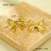 Wholesale Stainless Steel Bow Inlaid Zircon Earrings With Electroplating Treatment For Women