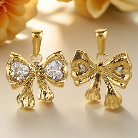 Wholesale Stainless Steel Bow Jewelry Pendant With Electroplating Craft And Handmade Style