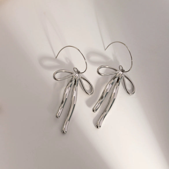 Wholesale Stainless Steel Bow Pendant Earrings Jewelry For Female With Electroplating Treatment