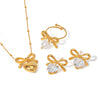 Wholesale Stainless Steel Bow Retro Style Earrings With White Zircon For Women