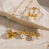 Wholesale Stainless Steel Bow Retro Style Earrings With White Zircon For Women