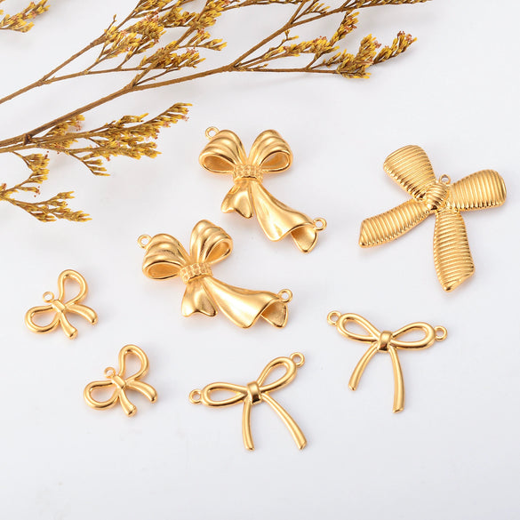 Wholesale Stainless Steel Bow Shaped Pendant Jewelry Accessories With Electroplating Treatment