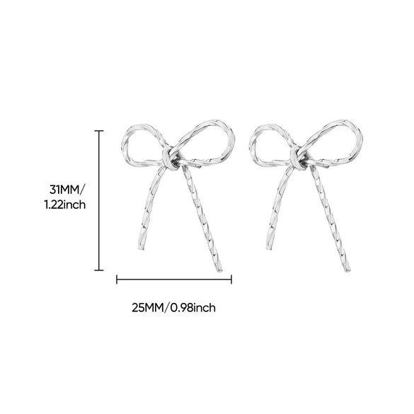 Wholesale Stainless Steel Bow Tie Earrings For Women Electroplated Fashionable Normcore Style Jewelry