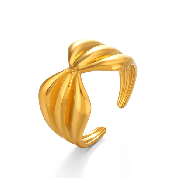 Wholesale Stainless Steel Bow Tie Ring With 18K Gold Plated Electroplating For Ladies