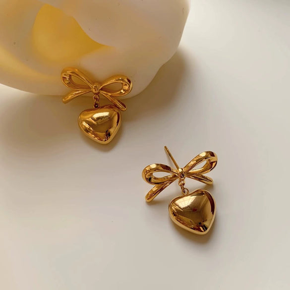 Wholesale Stainless Steel Bowshaped Personality Earrings